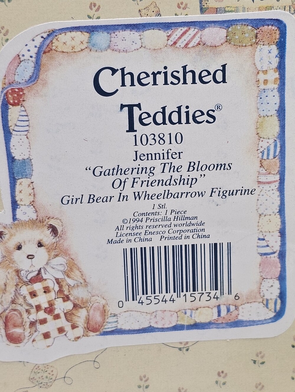 New Cherished Teddies JENNIFER flower Summer Figurine Wheelbarrow spring hat - Picture 2 of 6